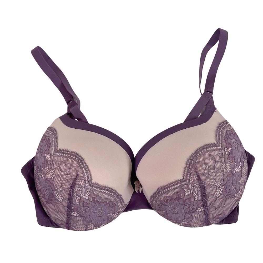 Maidenform 34D Purple Lace Padded Bra Lingerie Undergarment